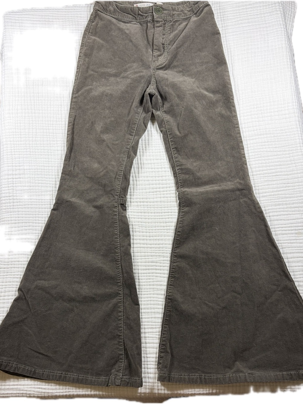 Chelsea & Violet Gray Corduroy Flare Pants Sz 25 Bell Bottom 70s Boho EUC